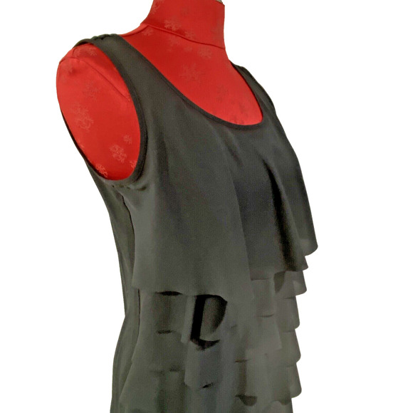 NWT Doncaster Collection Size 6 Dressy Black Tank Top Sleeveless Ruffle Front - Picture 6 of 9
